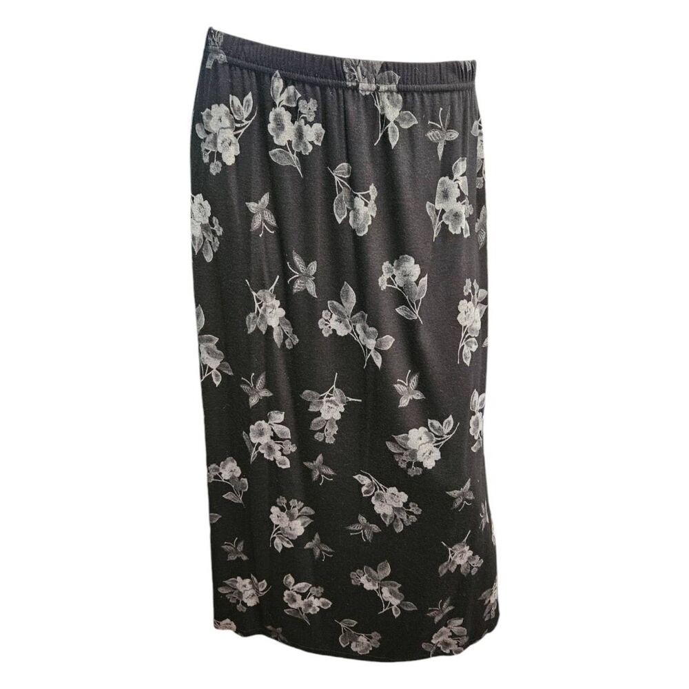 Sag Harbor Black Maxi Skirt Size Small Gray Floral - Picture 2 of 6